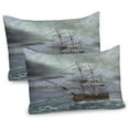 thumbnail image 1 of Ambesonne Old Pillow Sham 2 Pack, Ocean in Wave Rainy Storm, 36"x20", Grey Slate Blue Umber, 1 of 3