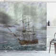 thumbnail image 1 of Ambesonne Old Shower Curtain, Ocean in Wave Rainy Storm, 69"Wx75"L, Grey Slate Blue Umber, 1 of 3