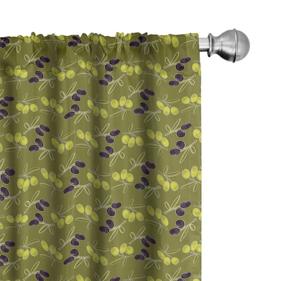 Ambesonne Olive 4-Panel Curtains, Leafy Design Garden Breezes, 56"x95", Fawn and Dark Purple