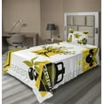 thumbnail image 1 of Ambesonne Olive Fitted & Top Sheet Set with Sham, OFolk Inspired Items, White Mustard, 1 of 4
