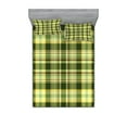 thumbnail image 1 of Ambesonne Olive Green Fitted Sheet & Pillow Sham Set, Scottish Quilt, Full, Dark Green Yellow Brown, 1 of 2
