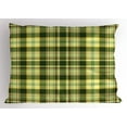 thumbnail image 1 of Ambesonne Olive Green Pillow Sham, Scottish Quilt, 26" X 20", Dark Green Yellow Brown, 1 of 2