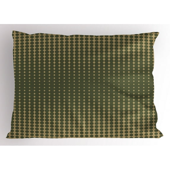 Ambesonne Olive Green Pillow Sham, Vintage Oval Dots, 26" X 20", Olive Green Pale Brown