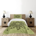 thumbnail image 1 of Ambesonne Olive Green Quilted Bedspread Set 2 Pcs, Fruit Branches, Twin Size, Olive Green Green, 1 of 6