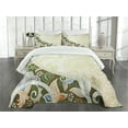 thumbnail image 1 of Ambesonne Olive Green Quilted Bedspread Set 3 Pcs, Abstract Flora Leaf, Queen Size, Multicolor, 1 of 5
