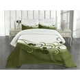 thumbnail image 1 of Ambesonne Olive Green Quilted Bedspread Set 3 Pcs, Wedding Inspired, Queen Size, Pale Green White, 1 of 5