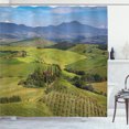 thumbnail image 1 of Ambesonne Olive Green Shower Curtain, Trees Farm Clouds Print, 69"Wx84"L, Dark Khaki and Pale Blue, 1 of 4