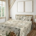 thumbnail image 1 of Ambesonne Olive Pattern Fitted & Flat Sheet with Shams 4 Pcs Set, Retro Fruit Pattern, Full, Eggshell Laurel Green, 1 of 5