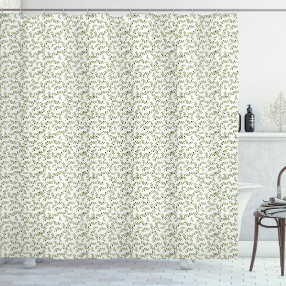 Ambesonne Olive Shower Curtain, Peace Branches Leaves Art, 69"Wx75"L, Olive Green Grey