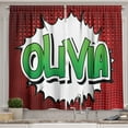 thumbnail image 1 of Ambesonne Olivia Kitchen Curtains, Teen Womens Given Name, 55"x45", Ruby Green and White, 1 of 3
