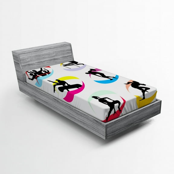 Ambesonne Olympics Fitted Sheet, Sport Games Jogging Art, Twin Size, Black Red