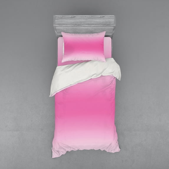 Ambesonne Ombre Bedding Set 3 Pcs, Girly Design, Twin, Pink