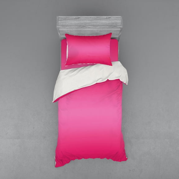 Ambesonne Ombre Bedding Set 3 Pcs, Modern Pink Room Design, Twin, Pink