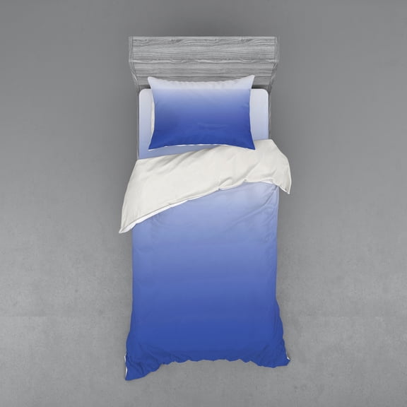 Ambesonne Ombre Bedding Set 3 Pcs, Mysterious Ocean Design, Twin XL, White and Violet Blue