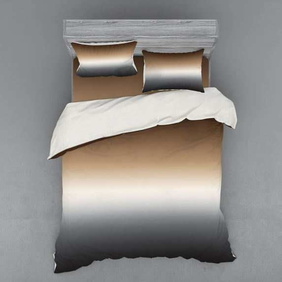 Ambesonne Ombre Bedding Set 4 Pcs, Brown and Grey Pattern, Queen, Brown Grey