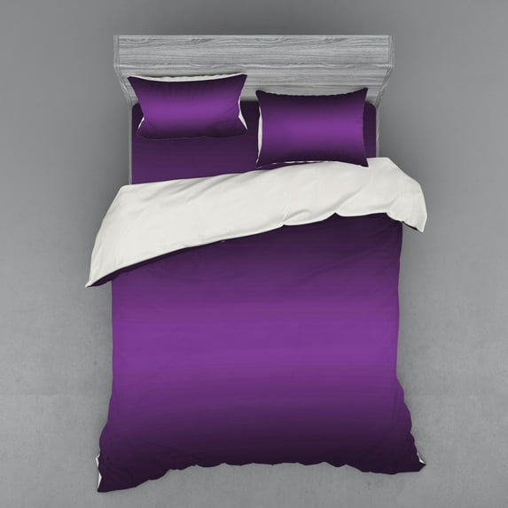 Ambesonne Ombre Bedding Set 4 Pcs, Cinema Curtain Design, Queen, Purple