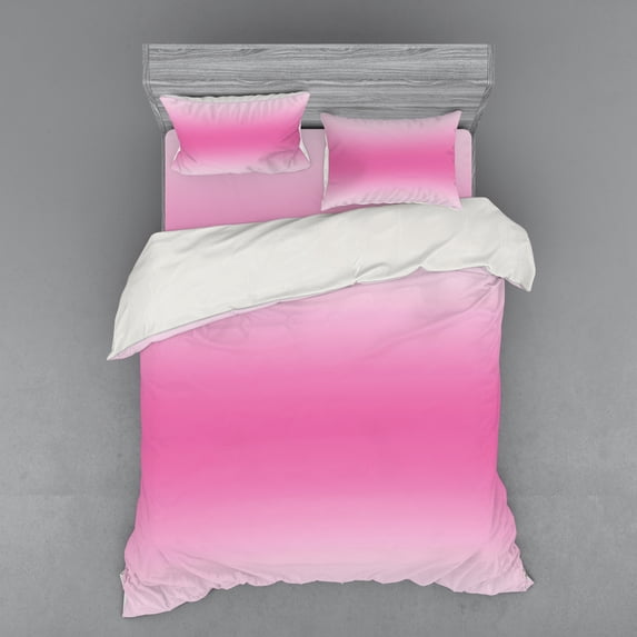 Ambesonne Ombre Bedding Set 4 Pcs, Girly Design, Queen, Pink