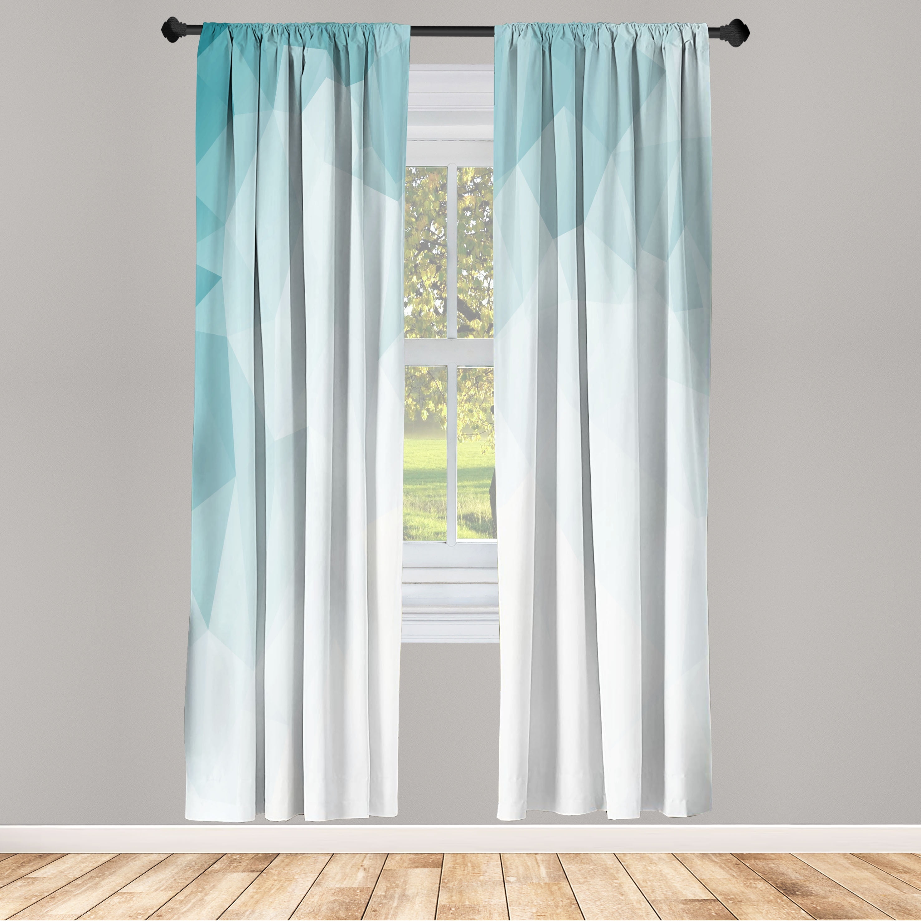 Mint Green Floral Microfiber Rod Pocket Curtain Panels, 28" x 95"