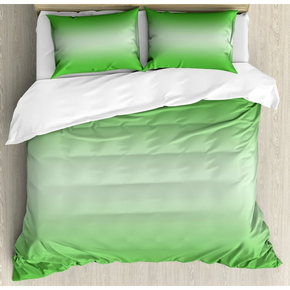 Ambesonne Ombre Duvet Cover Set, Digital Spring Grass Art, Queen, Green