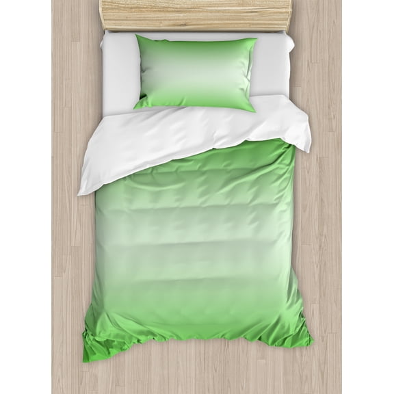 Ambesonne Ombre Duvet Cover Set, Digital Spring Grass Art, Twin, Green