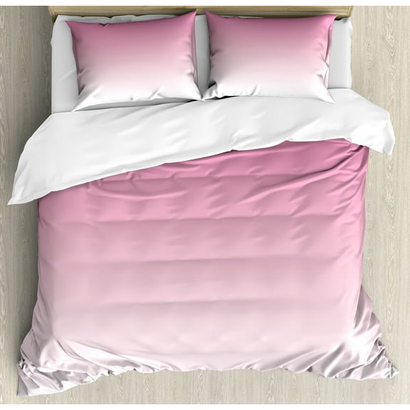 Ambesonne Ombre Duvet Cover Set, Dreamy Digital Print, King, Pale Pink