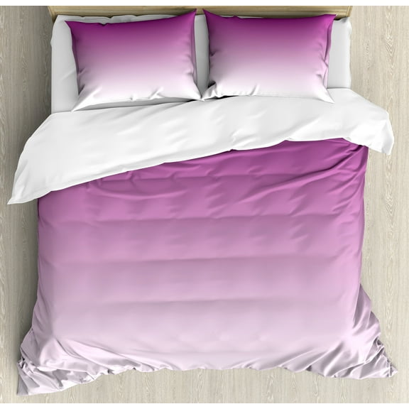 Ambesonne Ombre Duvet Cover Set, Romantic Modern Flowers, 2-Calking, Violet Purple