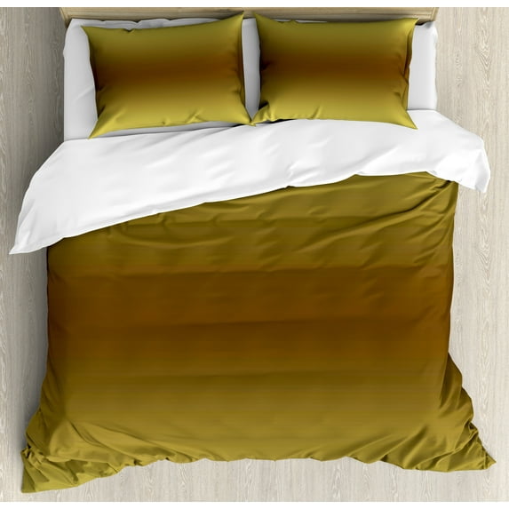 Ambesonne Ombre Duvet Cover Sets, Vintage Digital Design, 2-Queen, Mustard and Brown