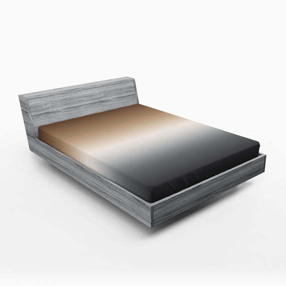 Ambesonne Ombre Fitted Sheet 2 Pcs Set, Brown and Grey Pattern, King, Brown Grey