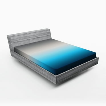 Ambesonne Ombre Fitted Sheet, Abstract Color Change Pattern, Queen Size, Grey and Blue