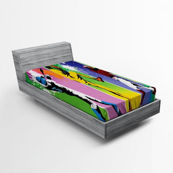Ambesonne Ombre Fitted Sheet, Baseball Grunge Splash, Twin XL Size, Multicolor
