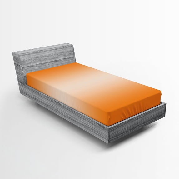 Ambesonne Ombre Fitted Sheet 2 Pcs Set, Hot Beach Summer Print, Twin, Orange
