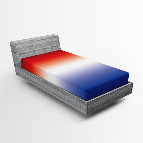 Ambesonne Ombre Fitted Sheet, Patriotic Inspired Colors, Twin Size, Indigo Vermilion