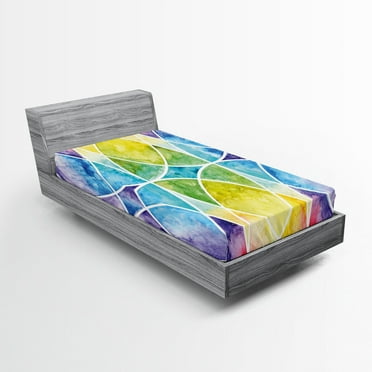 Ambesonne Ombre Fitted Sheet, Rainbow Grunge, Twin Size, Multicolor
