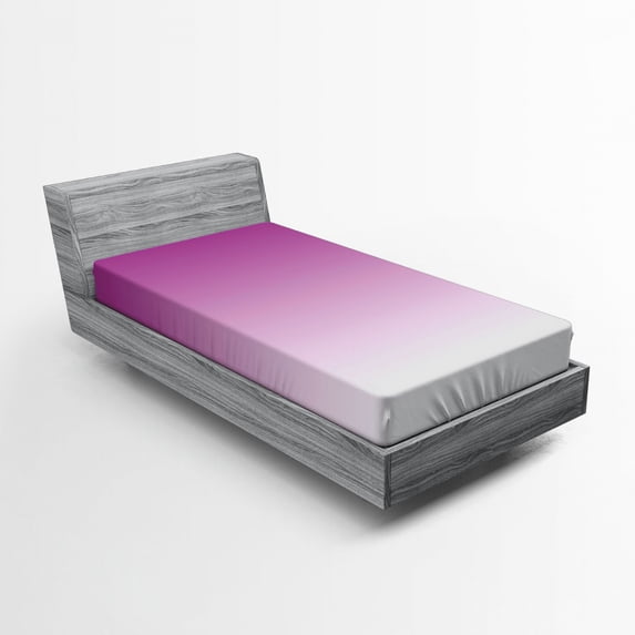 Ambesonne Ombre Fitted Sheet, Romantic Modern Flowers, Twin XL Size, Violet Purple