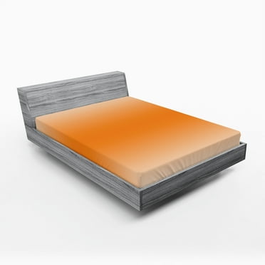 Ambesonne Ombre Fitted Sheet, Sun Summer Girly, Queen Size, Orange