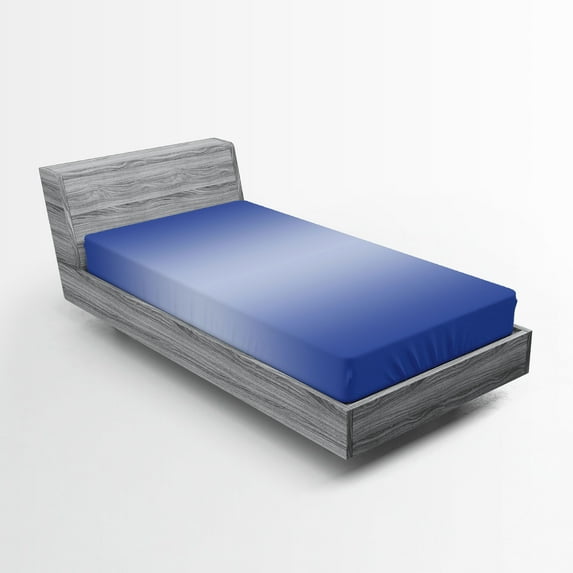 Ambesonne Ombre Fitted Sheet, Sunset Evening Scene, Twin Size, Navy Blue