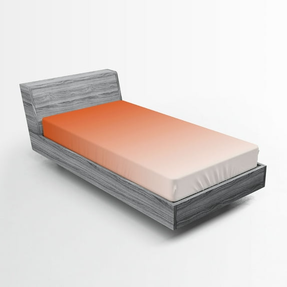 Ambesonne Ombre Fitted Sheet, Sunset in Hot Desert, Twin XL Size, Orange