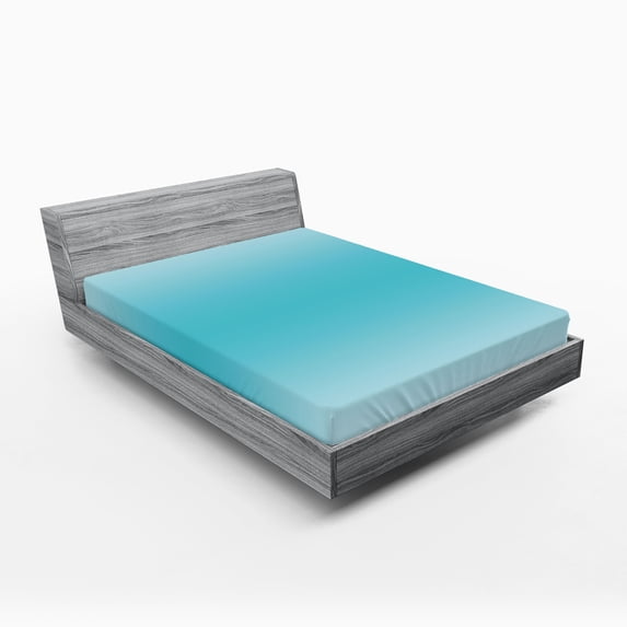 Ambesonne Ombre Fitted Sheet, Tropical Aquatic Print, Full Size, Turquoise