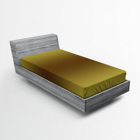 Ambesonne Ombre Fitted Sheet, Vintage Digital Design, Twin XL Size, Mustard and Brown