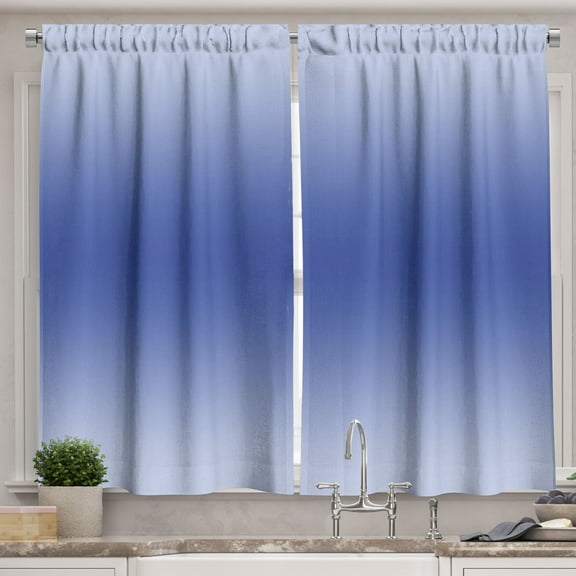Ambesonne Ombre Kitchen Curtains, Clear Sky in Summer Day, 55"x24", Blue