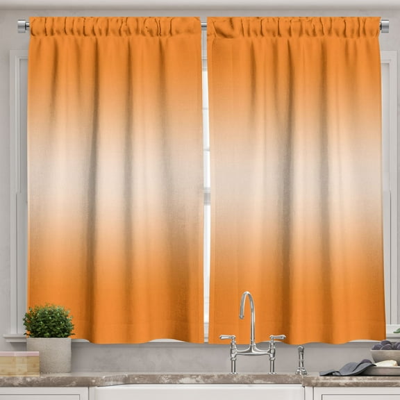 Ambesonne Ombre Kitchen Curtains, Hot Beach Summer Print, 55"x36", Orange
