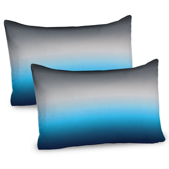 Ambesonne Ombre Pillow Sham 2 Pack, Abstract Color Change Pattern, 26"x20", Grey and Blue