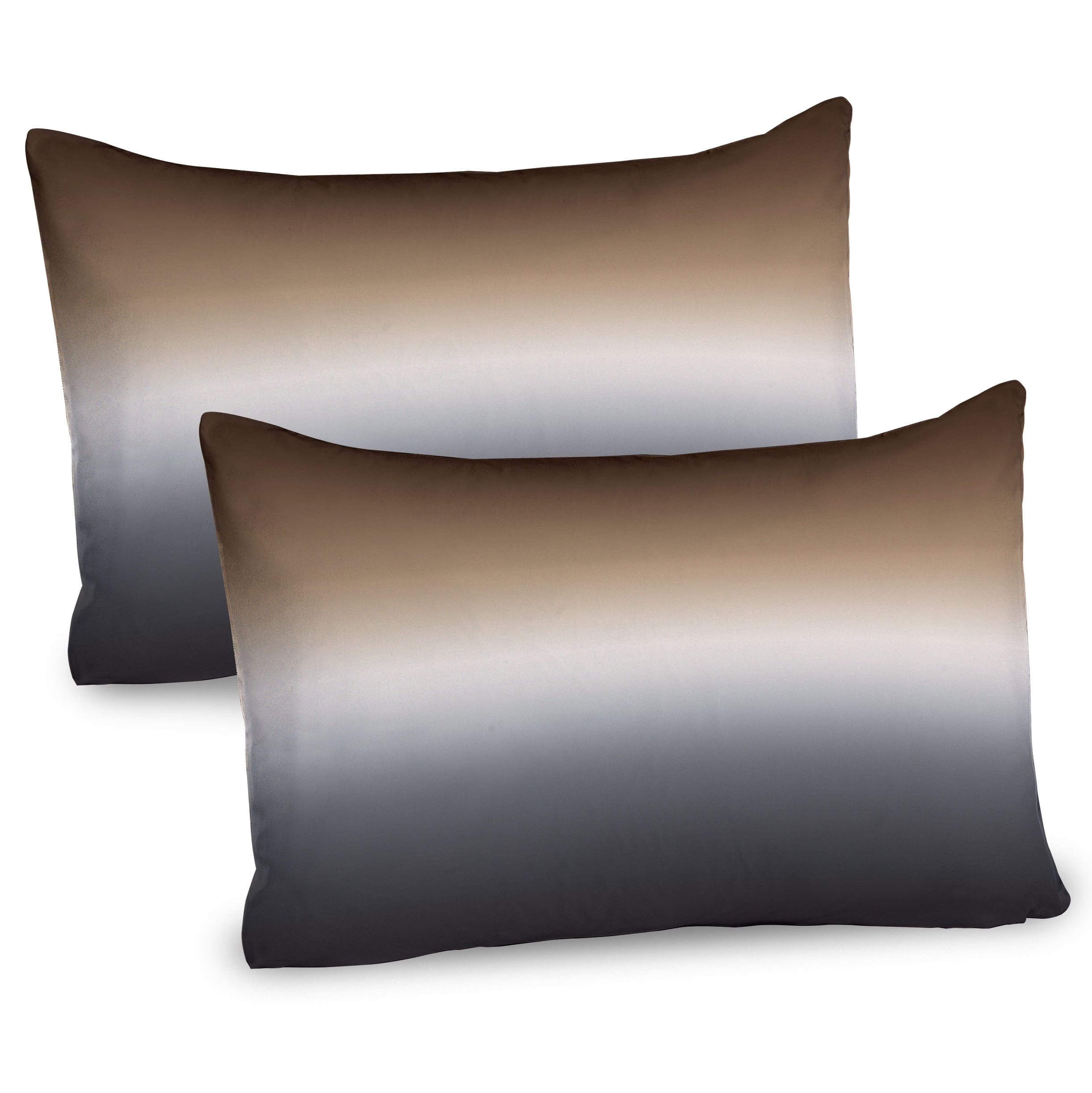 Brown and Gray Ombre Microfiber Standard Pillow Shams, Set of 2
