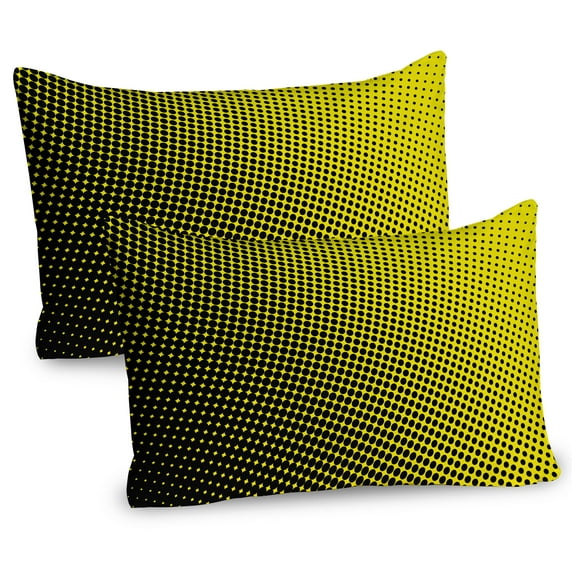 Ambesonne Ombre Pillow Sham 2 Pack, Yellow Themed with Dots, 26"x20", Yellow and Black