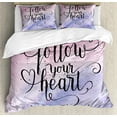 thumbnail image 1 of Ambesonne Ombre Pink Duvet Cover Sets, Follow Your Heart Words, 2-King, Purple Pink, 1 of 7