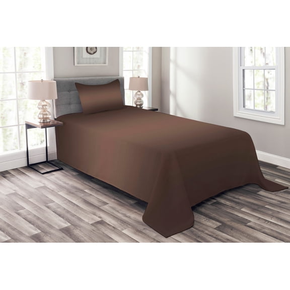 Ambesonne Ombre Quilted Bedspread Set 2 Pcs, Digital Brown Room, Twin Size, Brown