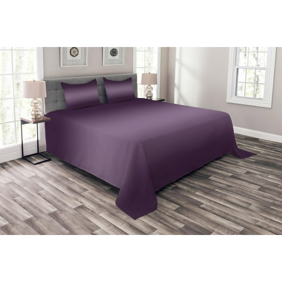 Ambesonne Ombre Quilted Bedspread Set 3 Pcs, Modern Hollywood, Queen Size, Purple