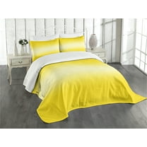 Ambesonne Ombre Quilted Bedspread Set 3 Pcs, Summer Beach Theme Print, King Size, Yellow