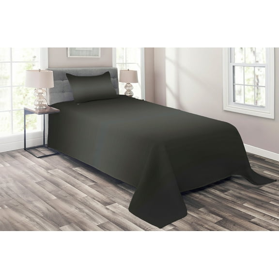 Ambesonne Ombre Quilted Coverlet 2 Pcs, Fumes and Smokes Design, Twin Size, Charcoal Grey and White