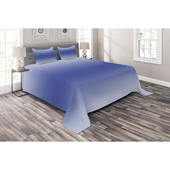 Ambesonne Ombre Quilted Coverlet 3 Pcs, Clear Sky in Summer Day, Queen Size, Blue